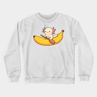 axolotl funny on Banana Canoe Crewneck Sweatshirt